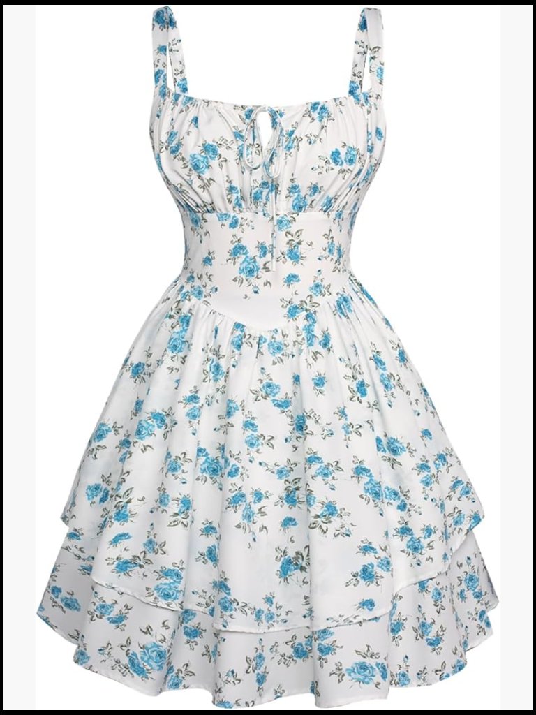 Polyester Elastane Floral Mini Corset Dress With Pockets A-Line Sundress